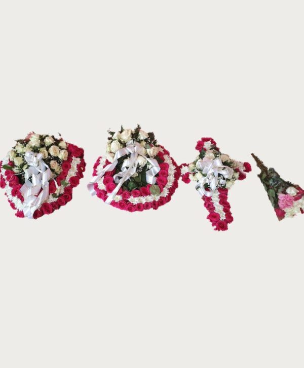 perozie red love heart cross bunch flower set