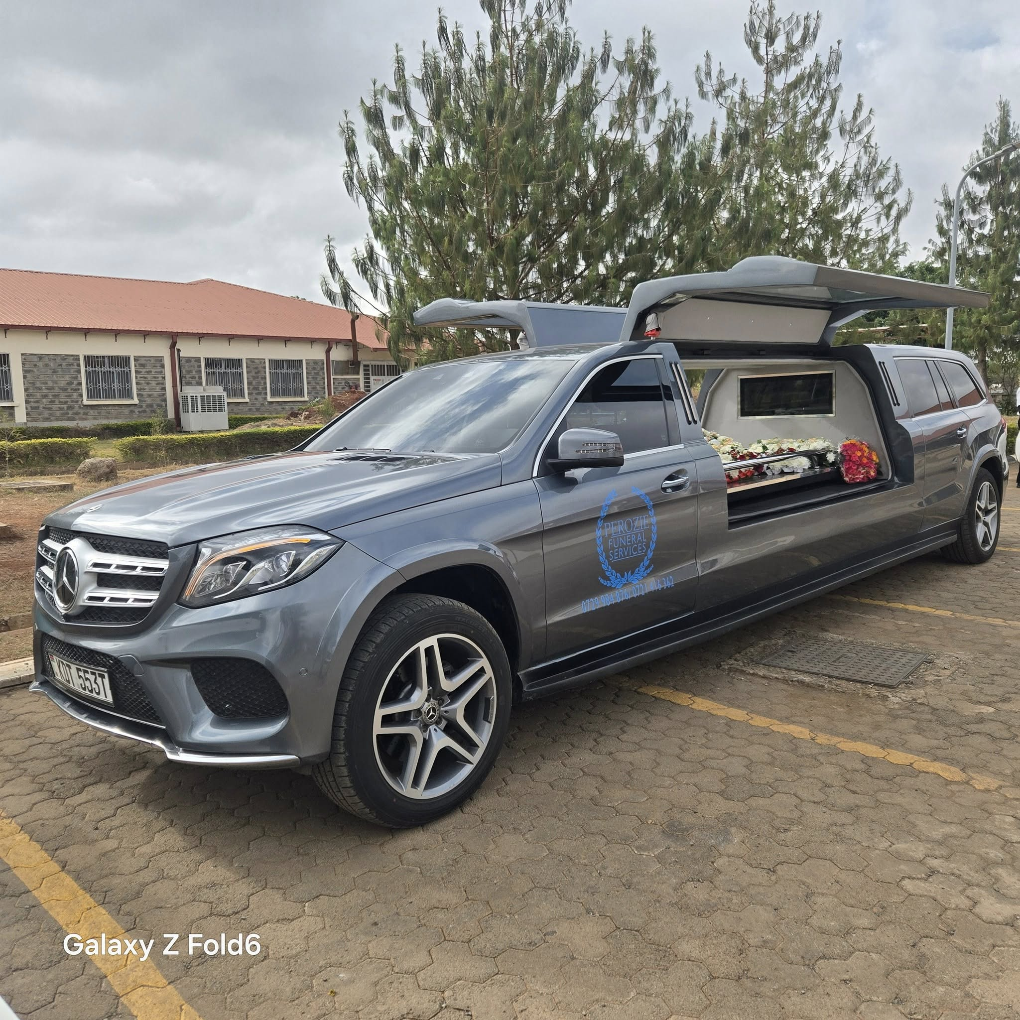 Mercedes-Benz GLS 500 Grey Limousine Hearse - Perozie Funeral Services Nairobi